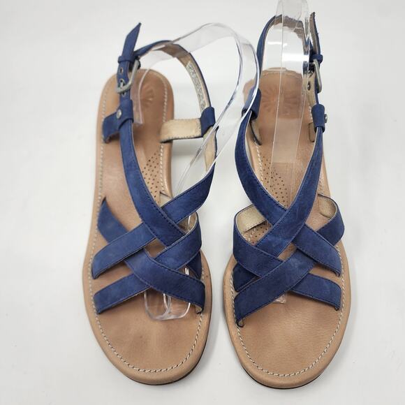 UGG Australia Wedge Sandal Women 9.5 Gaiana Blue Leather Strappy Woven Heel - Picture 3 of 11